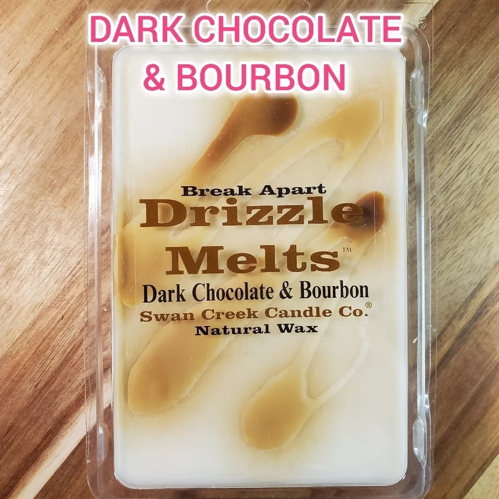 DARK CHOCOLATE & BOURBON by SWAN CREEK CANDLE Drizzle Melts Natural Wax 5.25 oz